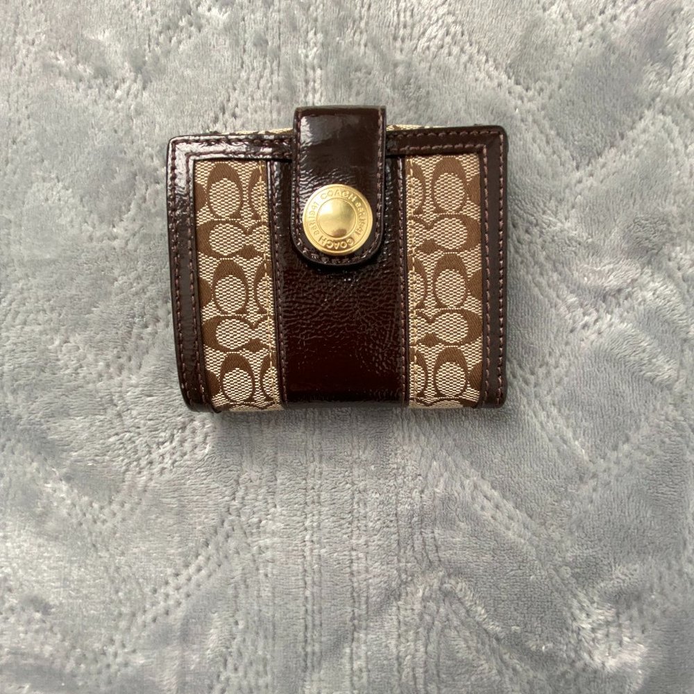 Coach Vintage leather and fabric wallet NWOT